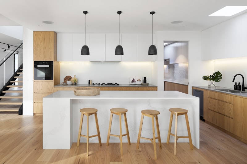 Full kitchen finished in natural timber