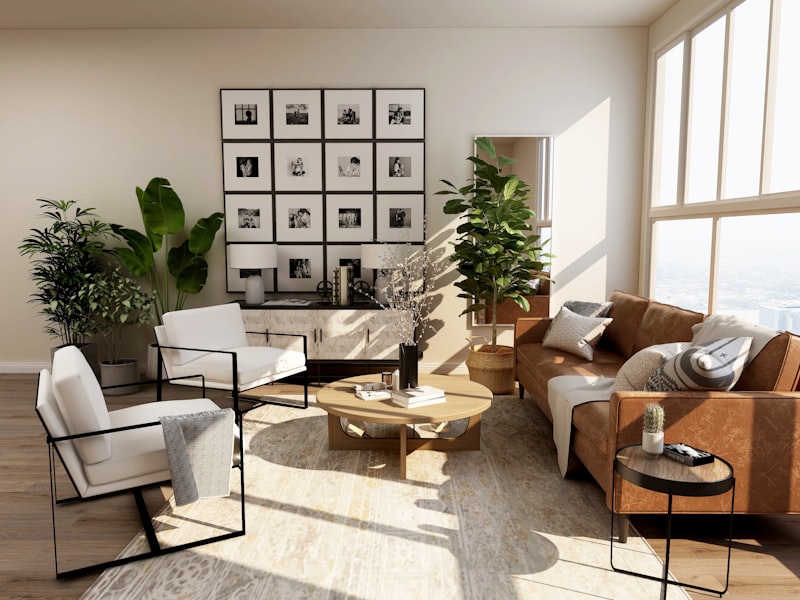 Quiet sitting area in warm earth tones